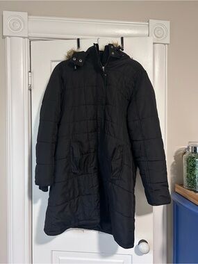 Motherhood Maternity Black Padded Coat with Hood